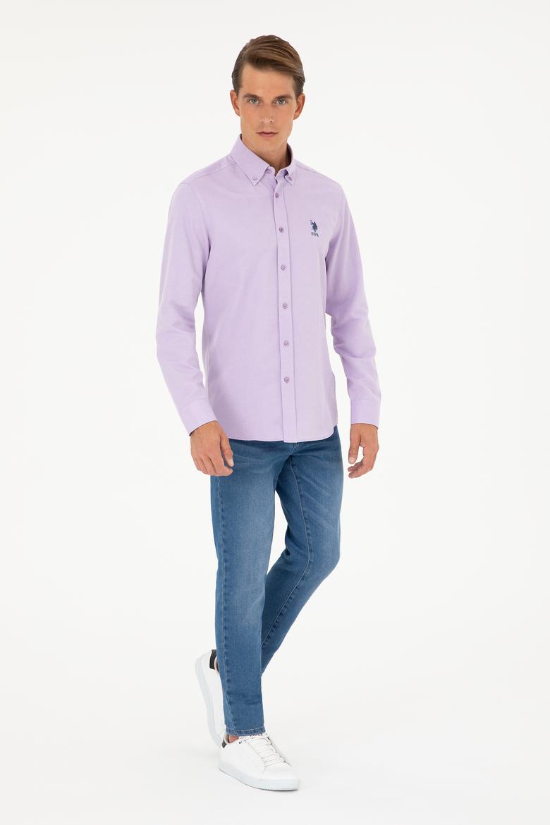 Erkek Lila Uzun Kollu Basic Gömlek - 50271269112