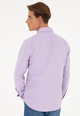 Erkek Lila Uzun Kollu Basic Gömlek - 50271269112