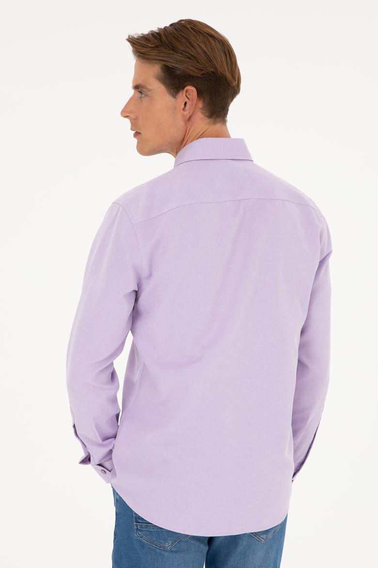 Erkek Lila Uzun Kollu Basic Gömlek - 50271269112