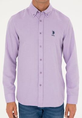 Erkek Lila Uzun Kollu Basic Gömlek - 50271269112