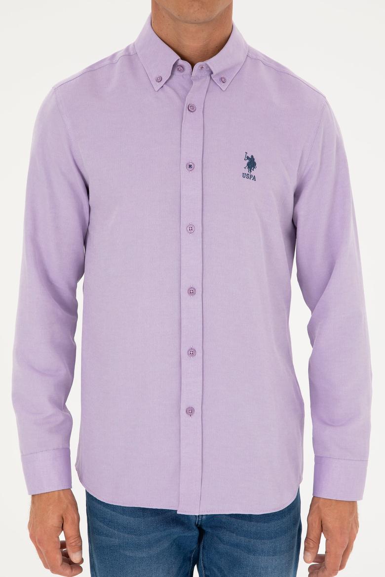 Erkek Lila Uzun Kollu Basic Gömlek - 50271269112