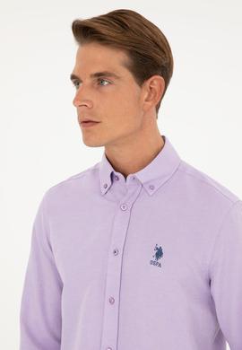 Erkek Lila Uzun Kollu Basic Gömlek - 50271269112