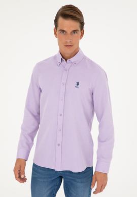 Erkek Lila Uzun Kollu Basic Gömlek - 50271269112