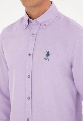 Erkek Lila Uzun Kollu Basic Gömlek - 50271269112