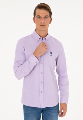 Erkek Lila Uzun Kollu Basic Gömlek - 50271269112