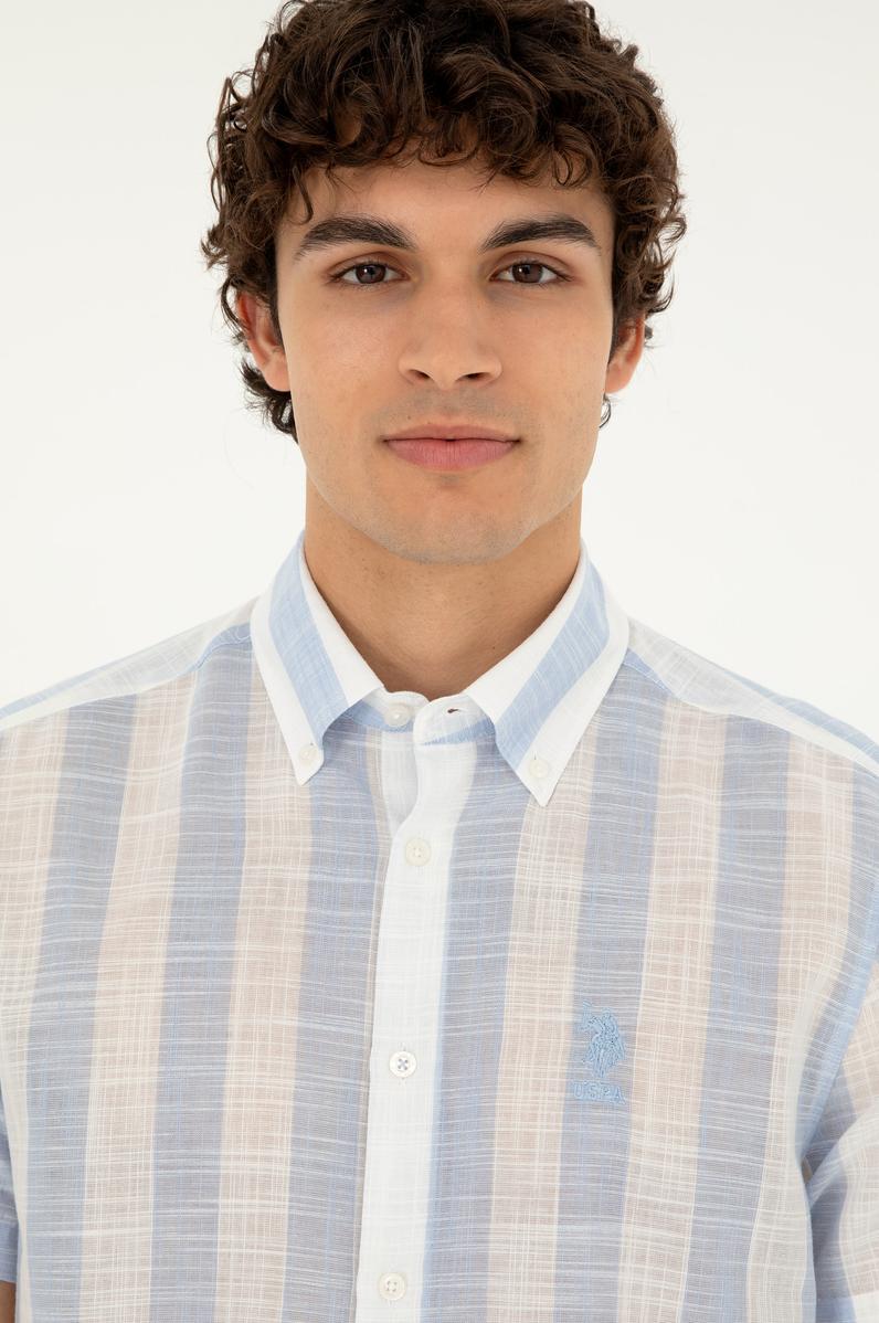 Erkek Açık Mavi Kısa Kollu Gömlek