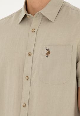 Erkek Haki Kısa Kollu Gömlek - 50284296035