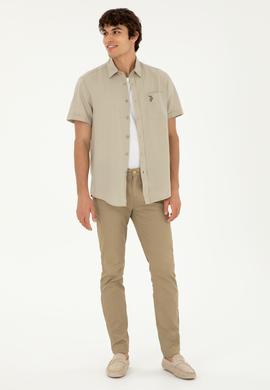 Erkek Haki Kısa Kollu Gömlek - 50284296035