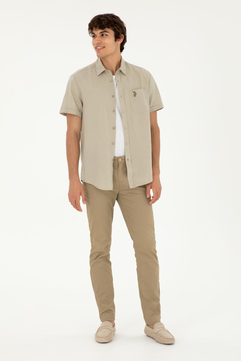 Erkek Haki Kısa Kollu Gömlek - 50284296035
