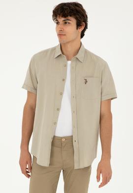 Erkek Haki Kısa Kollu Gömlek - 50284296035