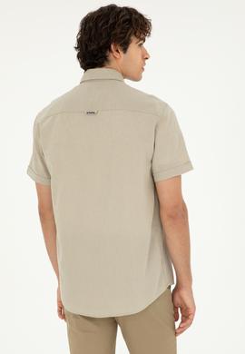 Erkek Haki Kısa Kollu Gömlek - 50284296035