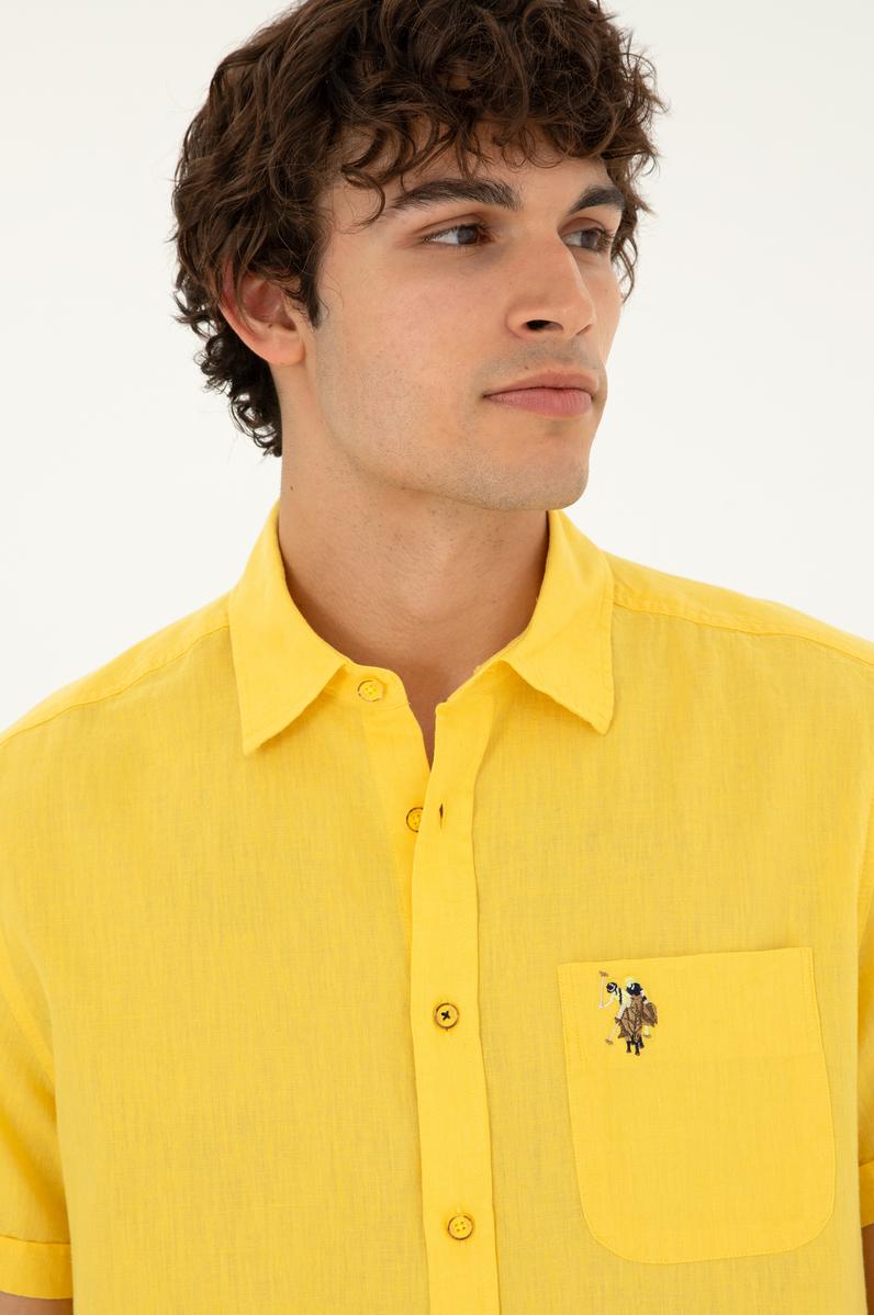 Erkek Sarı Kısa Kollu Gömlek