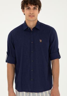 Erkek Lacivert Uzun Kollu Basic Gömlek - 50284297022