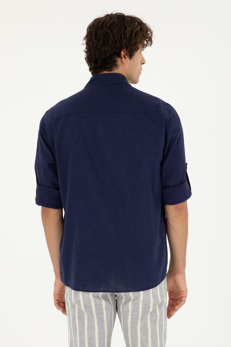 Erkek Lacivert Uzun Kollu Basic Gömlek - 50284297022