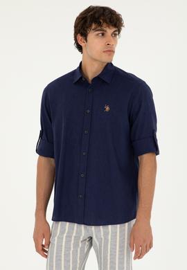 Erkek Lacivert Uzun Kollu Basic Gömlek - 50284297022