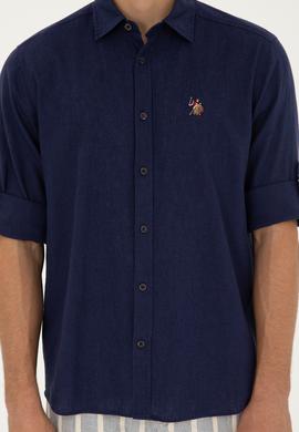 Erkek Lacivert Uzun Kollu Basic Gömlek - 50284297022