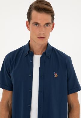 Erkek Lacivert Kısa Kollu Gömlek - 50282582087