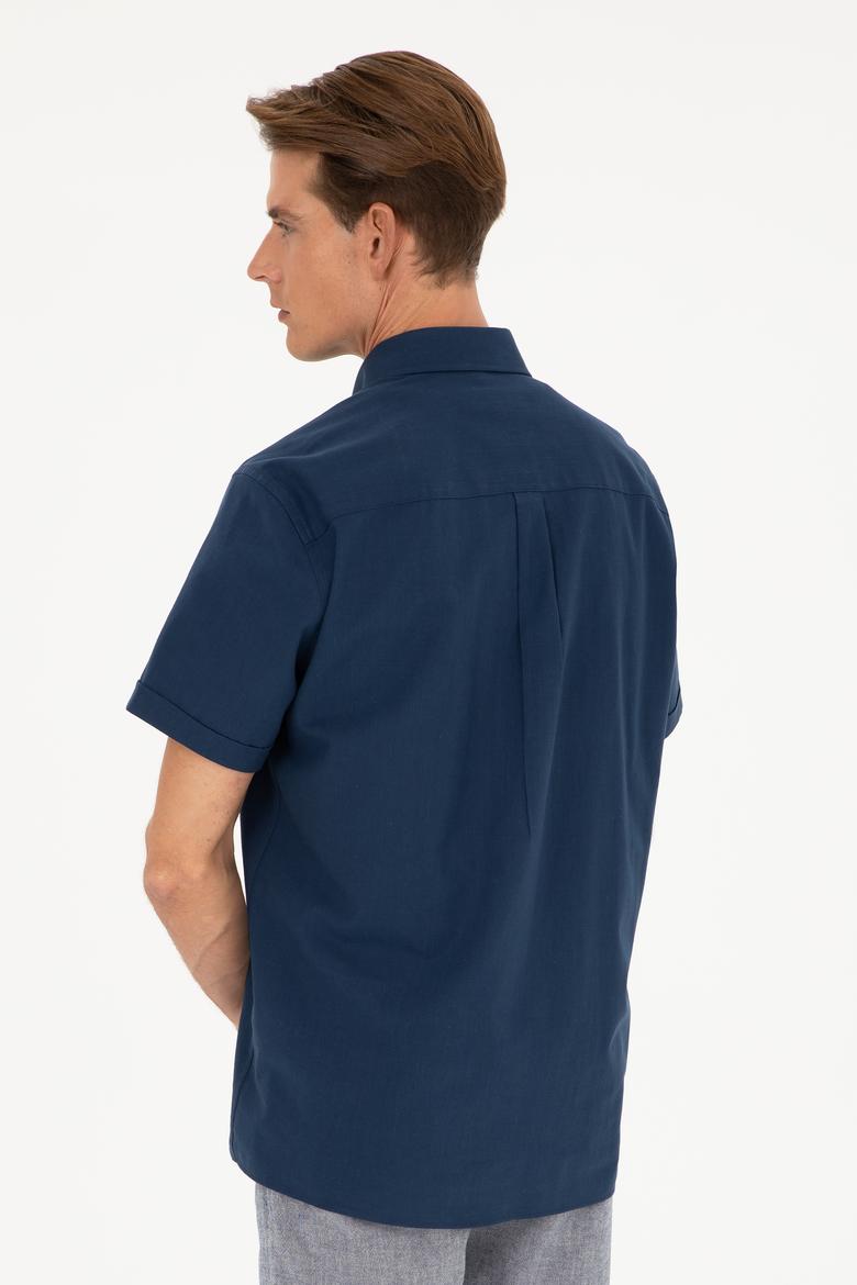 Erkek Lacivert Kısa Kollu Gömlek - 50282582087