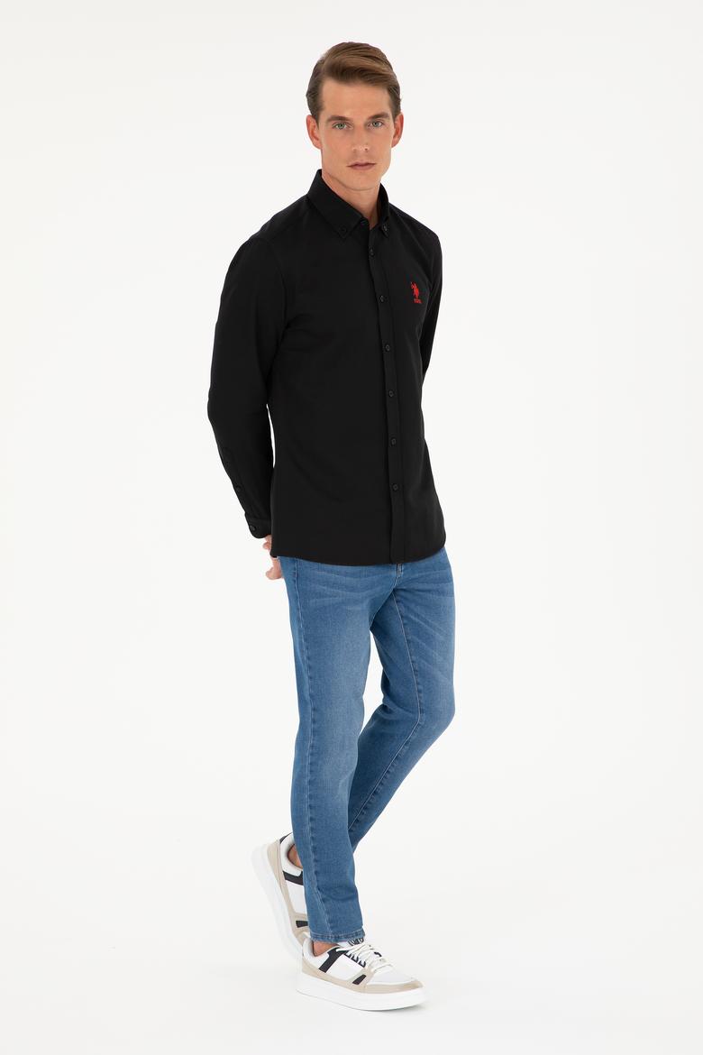 Erkek Siyah Uzun Kollu Basic Gömlek - 50282590060