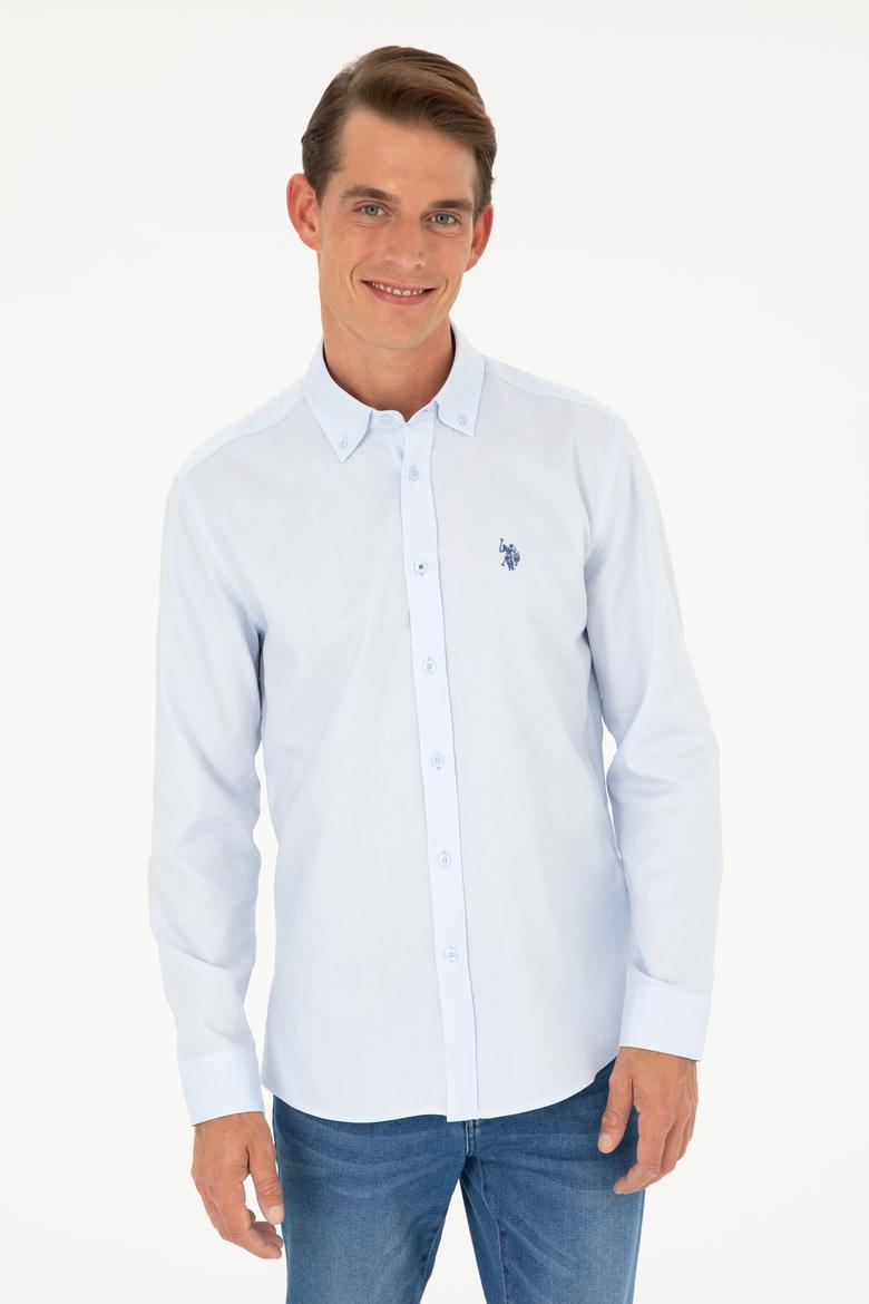 Erkek Açık Mavi Uzun Kollu Basic Gömlek