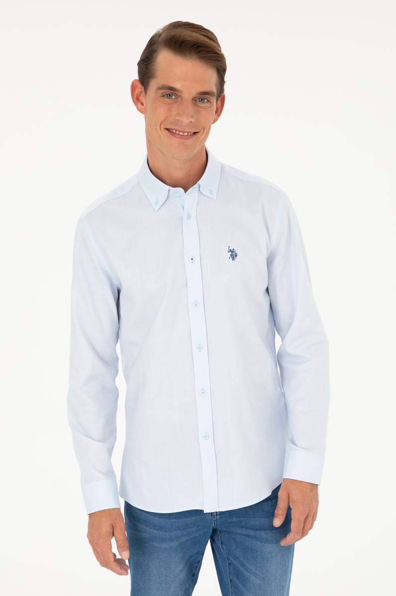 Erkek Açık Mavi Uzun Kollu Basic Gömlek