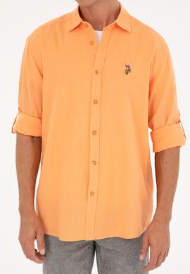 Erkek Turuncu Uzun Kollu Basic Gömlek - 50284297109