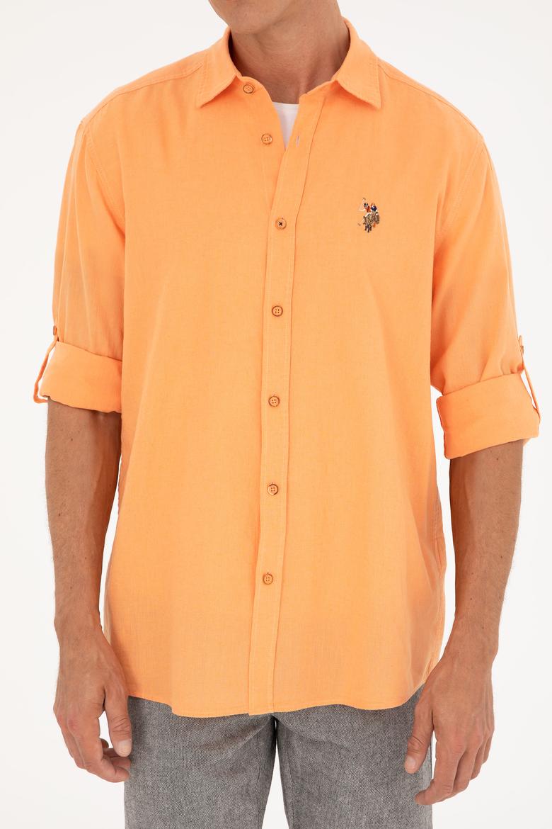 Erkek Turuncu Uzun Kollu Basic Gömlek - 50284297109