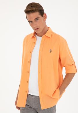 Erkek Turuncu Uzun Kollu Basic Gömlek - 50284297109