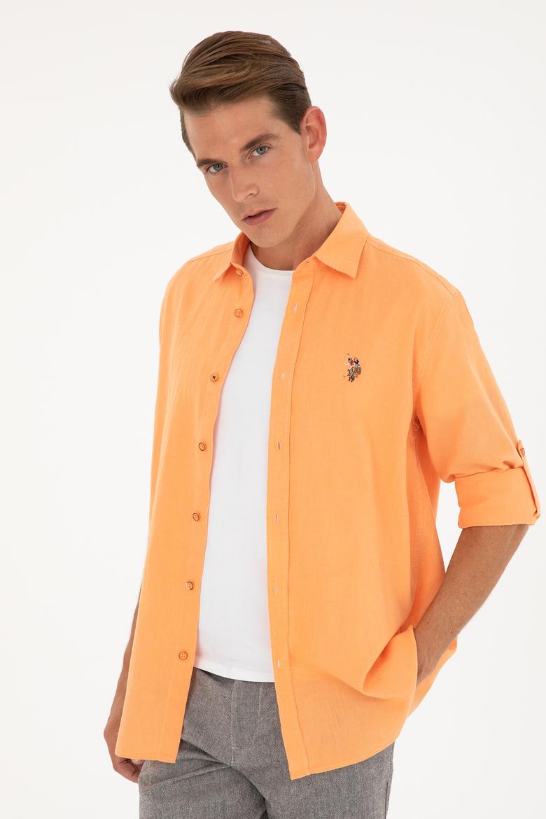 Erkek Turuncu Uzun Kollu Basic Gömlek - 50284297109