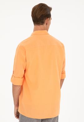 Erkek Turuncu Uzun Kollu Basic Gömlek - 50284297109