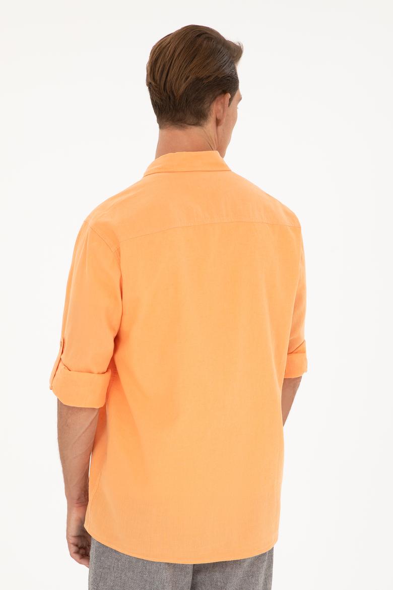 Erkek Turuncu Uzun Kollu Basic Gömlek - 50284297109