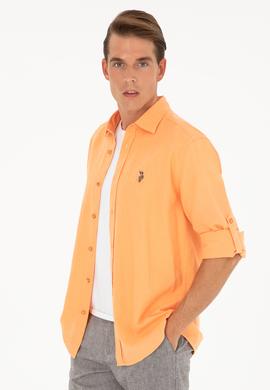 Erkek Turuncu Uzun Kollu Basic Gömlek - 50284297109