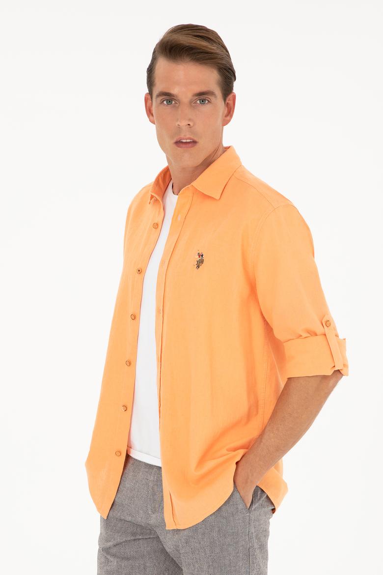 Erkek Turuncu Uzun Kollu Basic Gömlek