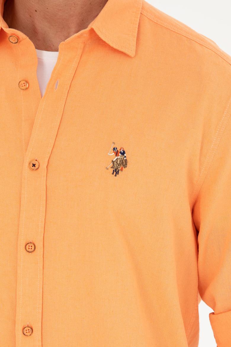 Erkek Turuncu Uzun Kollu Basic Gömlek - 50284297109