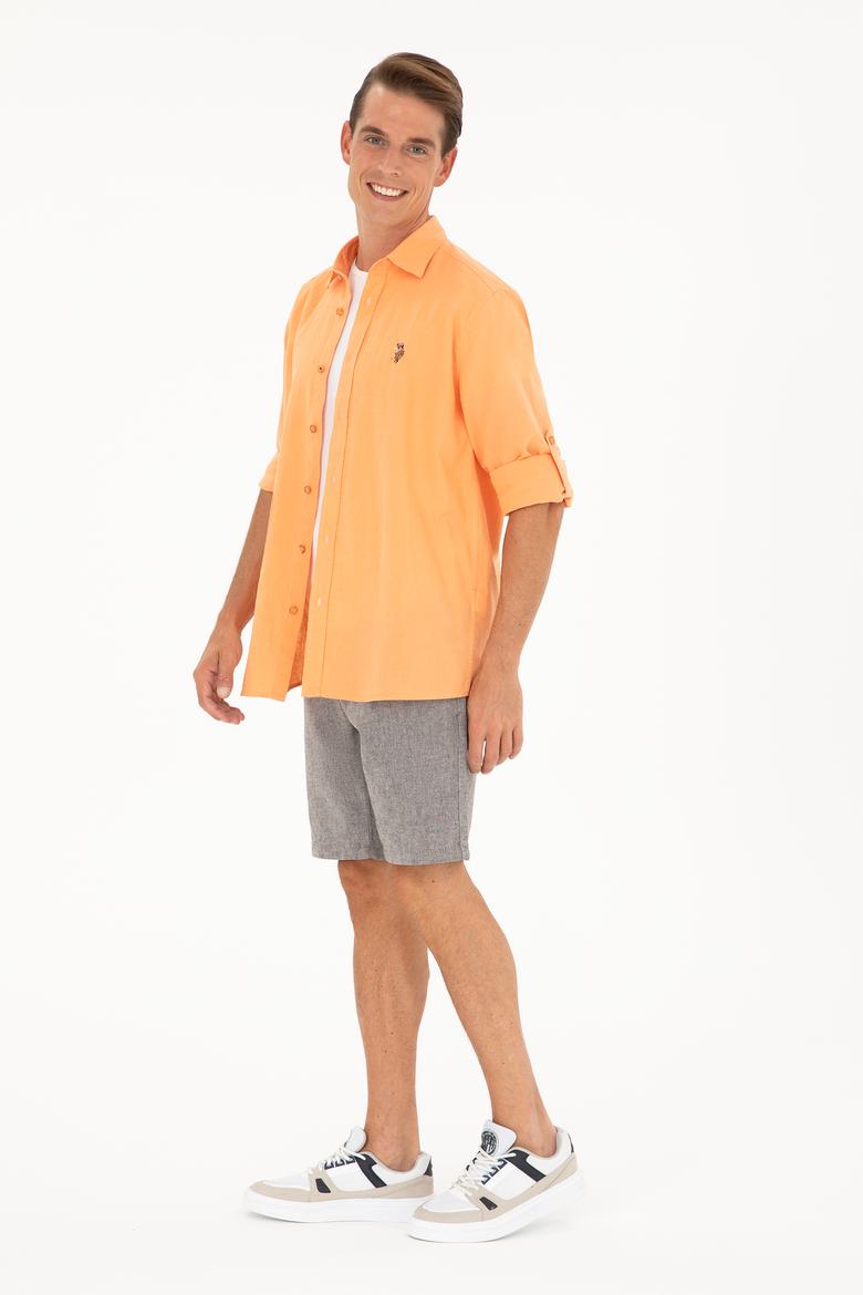 Erkek Turuncu Uzun Kollu Basic Gömlek - 50284297109
