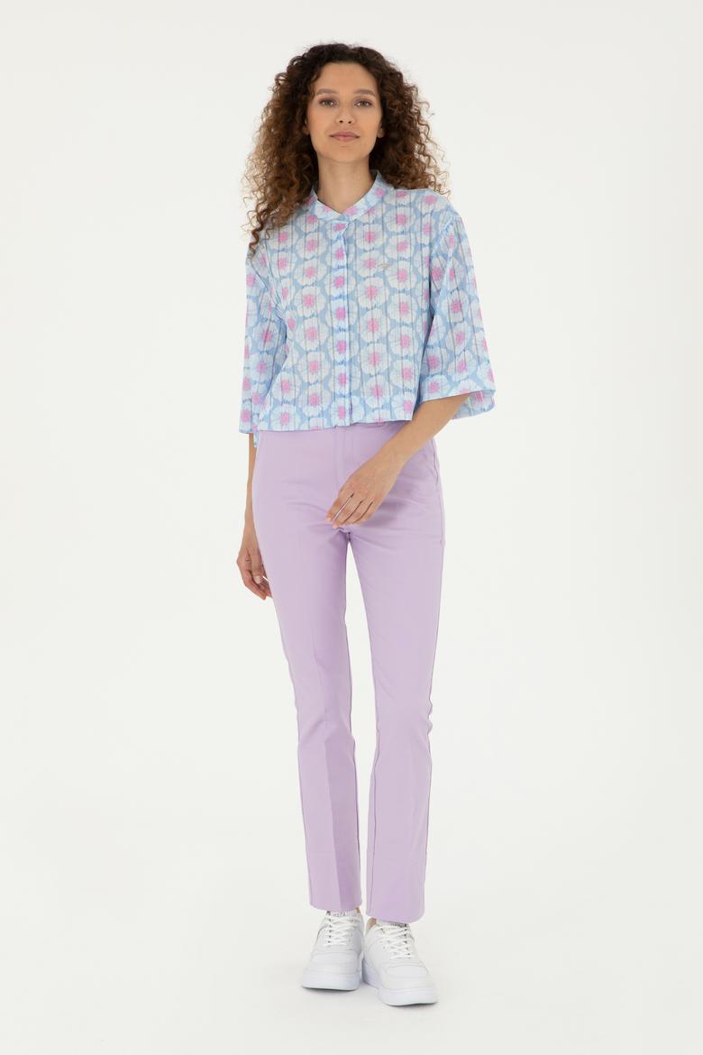 Kadın Açık Mavi Uzun Kollu Gömlek - 50283569005