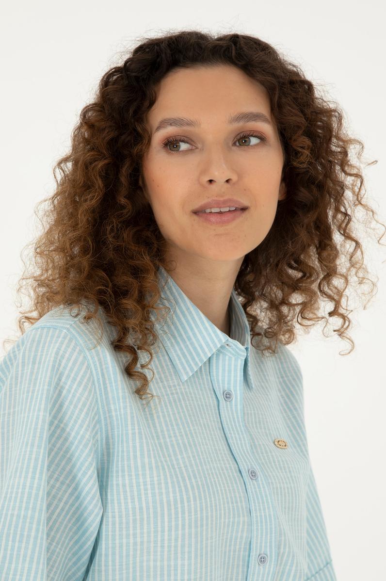 Kadın Açık Mavi Uzun Kollu Gömlek