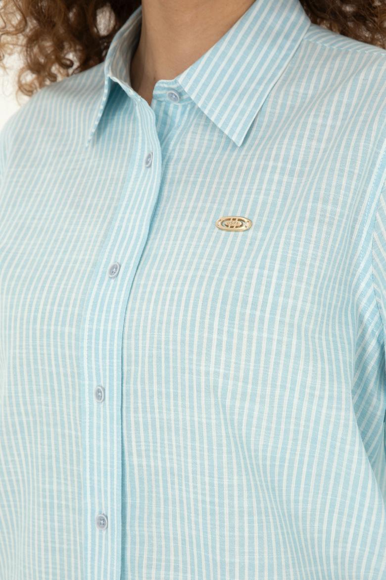 Kadın Açık Mavi Uzun Kollu Gömlek - 50283649002