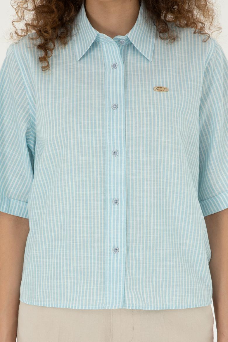 Kadın Açık Mavi Uzun Kollu Gömlek - 50283649002