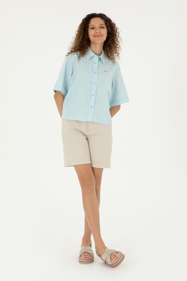 Kadın Açık Mavi Uzun Kollu Gömlek - 50283649002