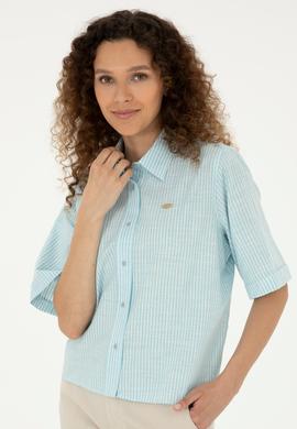 Kadın Açık Mavi Uzun Kollu Gömlek - 50283649002