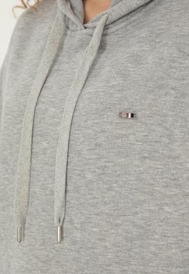 Kadın Gri Melanj Kapüşonlu Sweatshirt - 50297078029