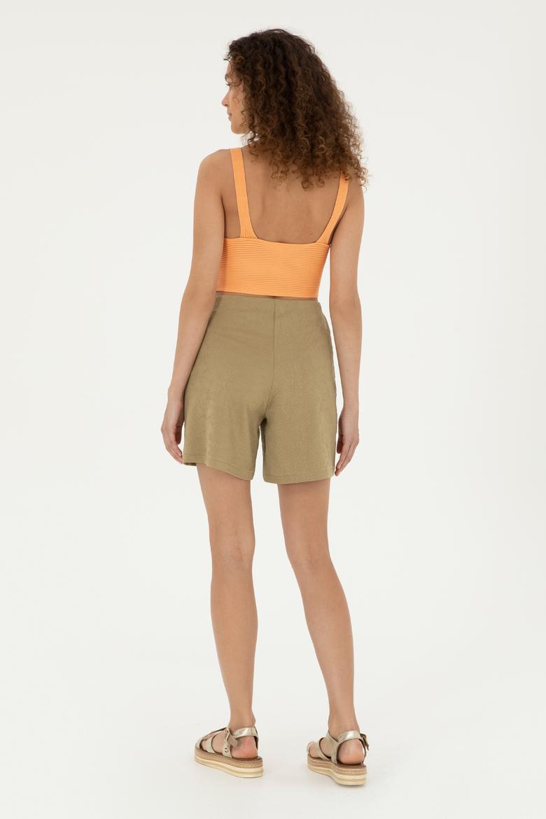 Kadın Haki Örme Şort - 50289193006