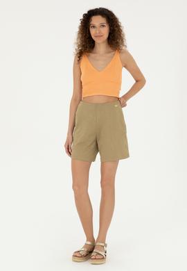 Kadın Haki Örme Şort - 50289193006