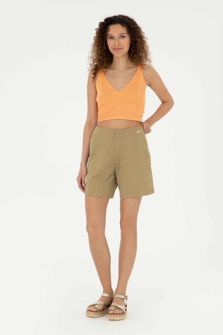 Kadın Haki Örme Şort - 50289193006