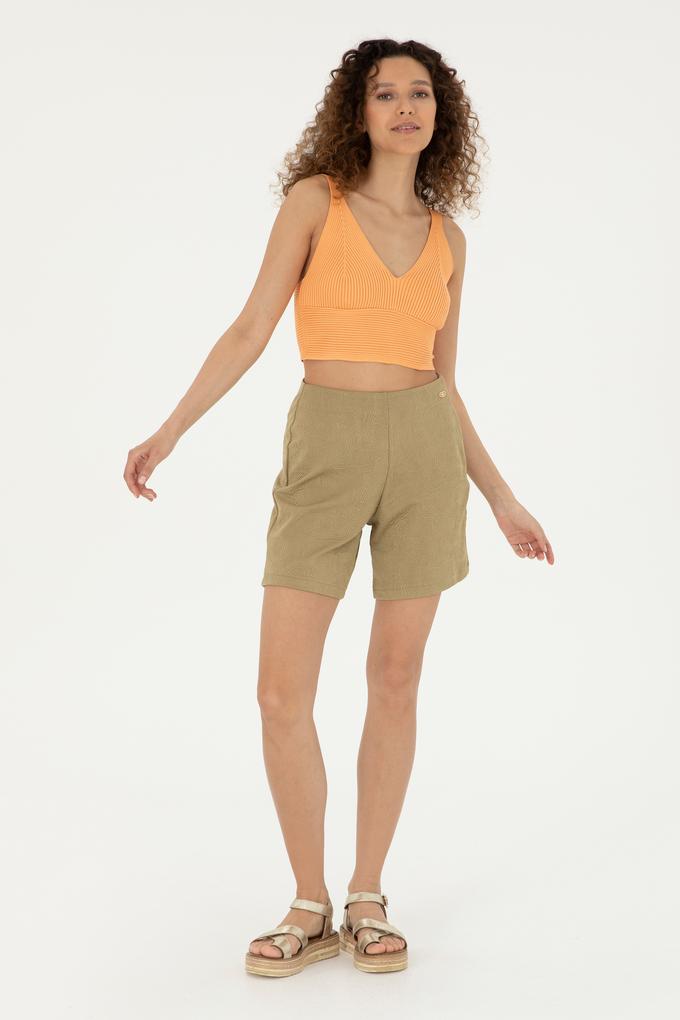 Kadın Haki Örme Şort