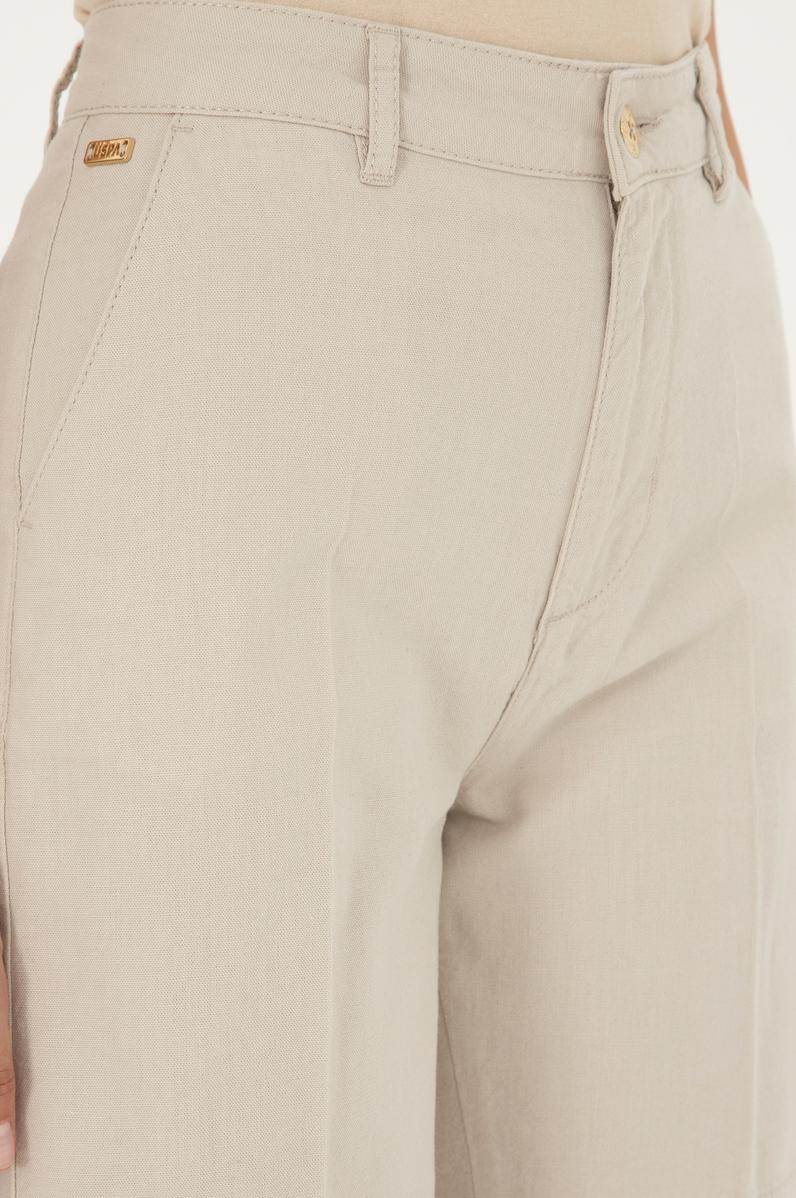 Kadın Taş Keten Görünümlü Dokuma Şort