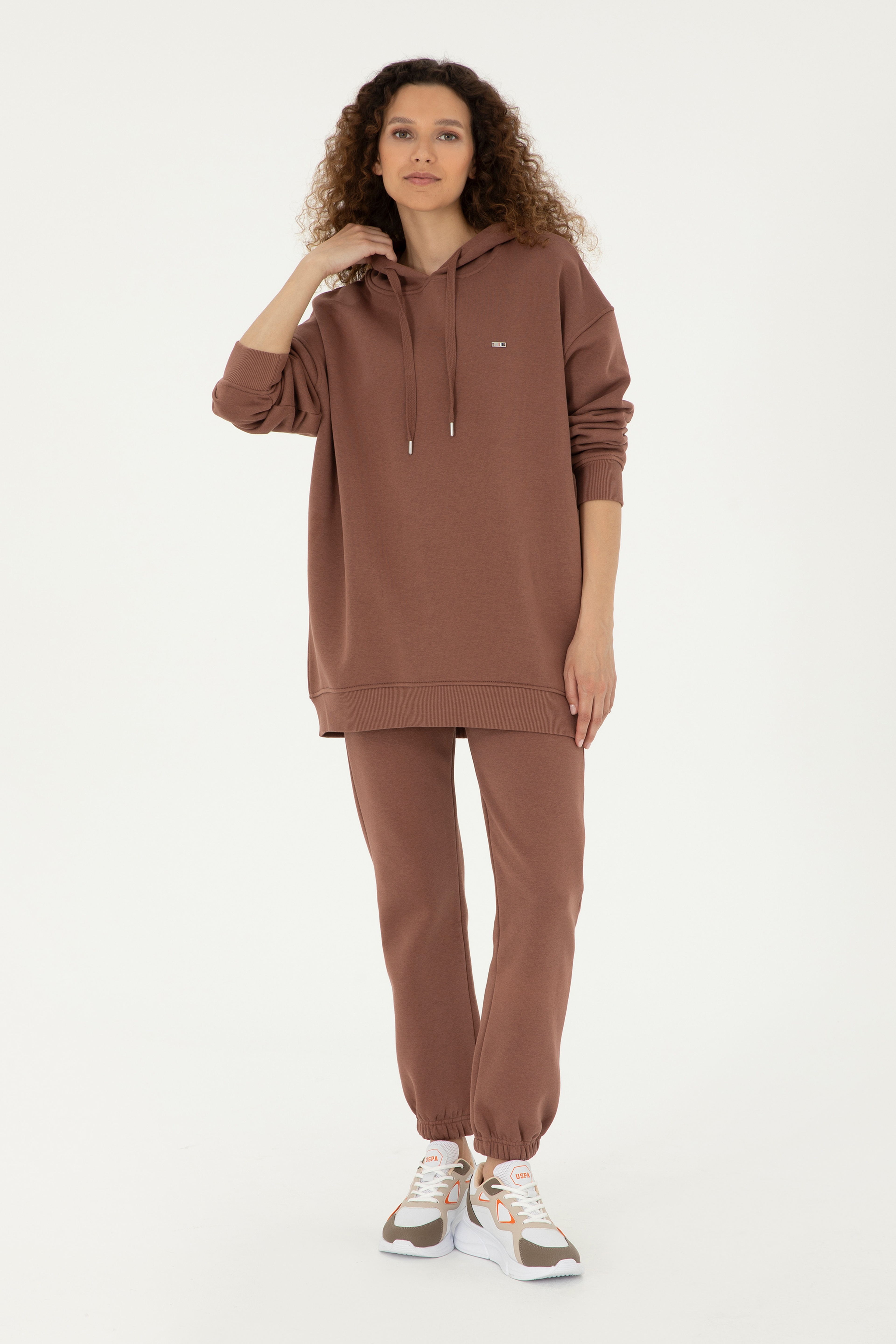 Kadın Camel Kapüşonlu Sweatshirt