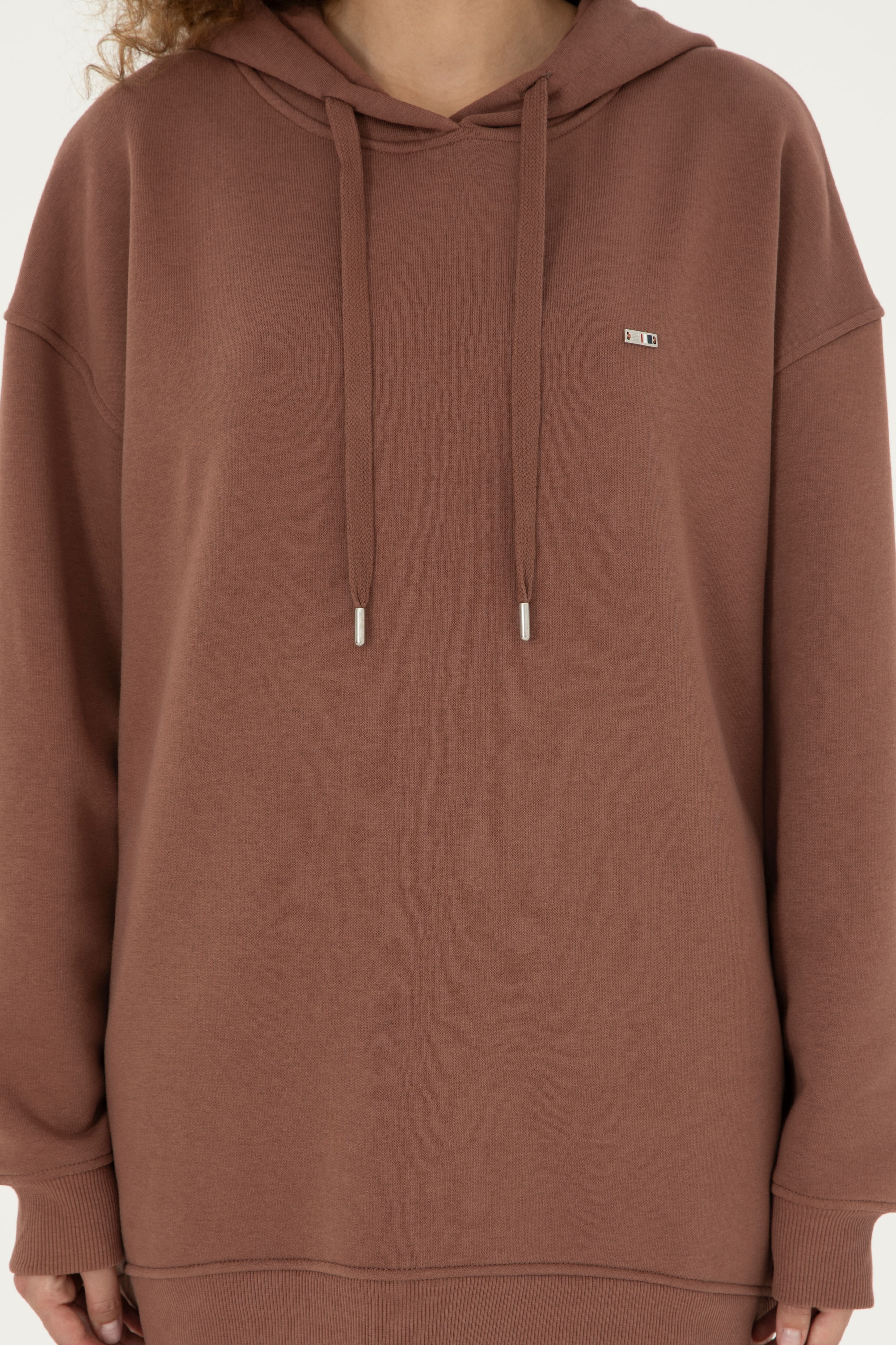 Kadın Camel Kapüşonlu Sweatshirt - Image 6
