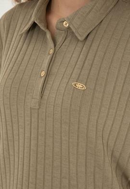 Kadın Haki Polo Yaka Tişört - 50281892005